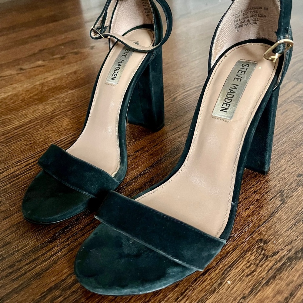 Black Suede Steve Madden heeled sandals